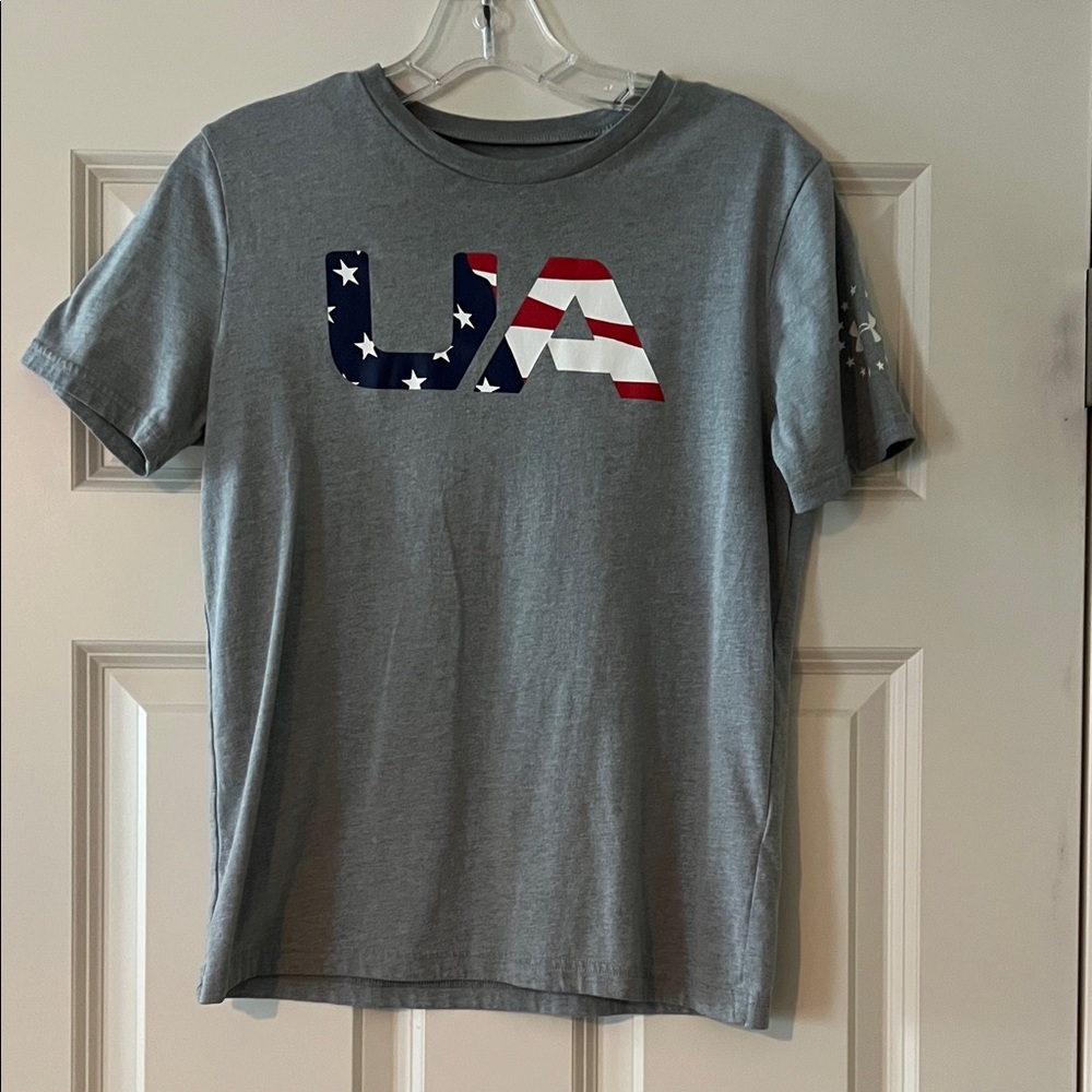 Under Armour Gray Tee with Patriotic Logo